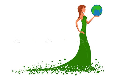 Lady in a Green Dress Holding a Globe